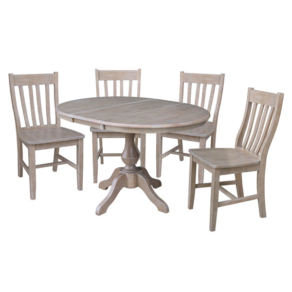 International Concepts Round Dining Table, 36 in W X 48 in L X 29.8 in H, Wood, Washed Gray Taupe K09-36RXT-11B-C61-4